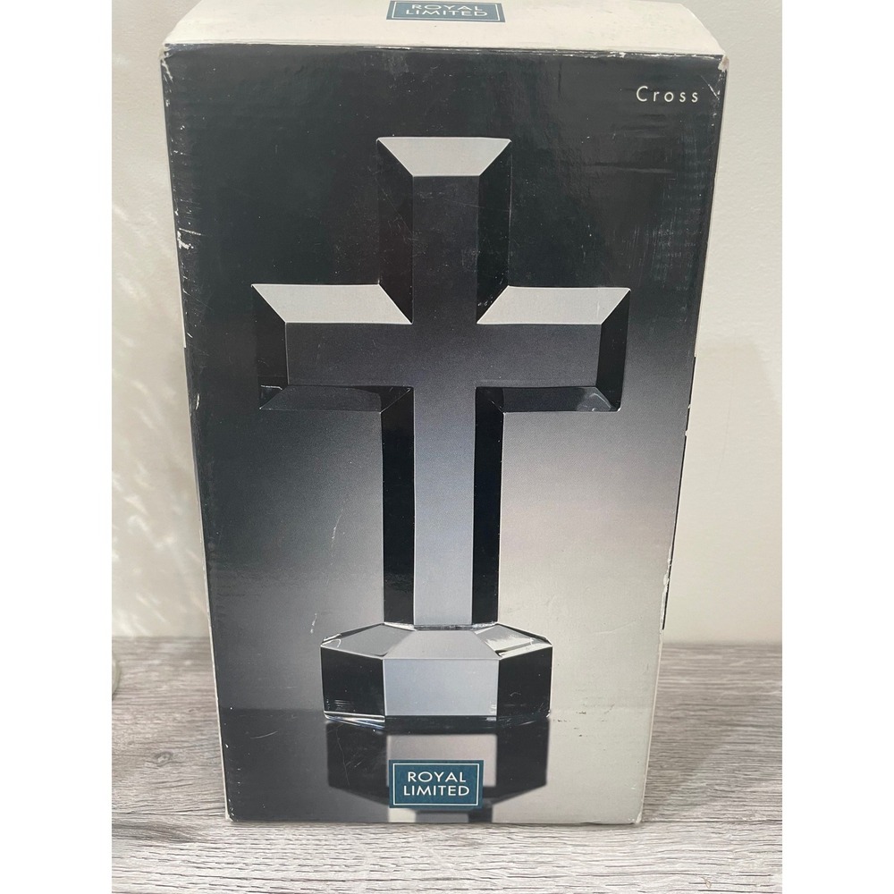 Royal Limited 24% Full Lead Crystal Flat Panel Cross Figurine 10 Inch‎ Clear